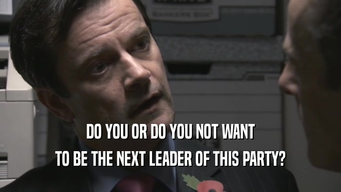 DO YOU OR DO YOU NOT WANT TO BE THE NEXT LEADER OF THIS PARTY? 