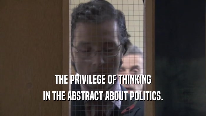 THE PRIVILEGE OF THINKING
 IN THE ABSTRACT ABOUT POLITICS.
 