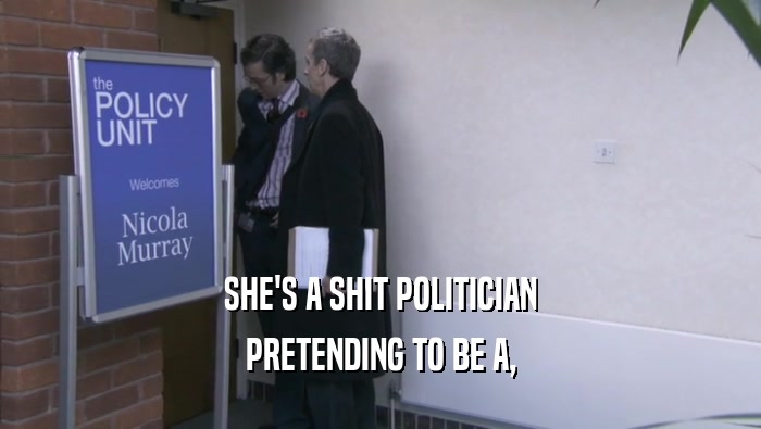 SHE'S A SHIT POLITICIAN PRETENDING TO BE A, 