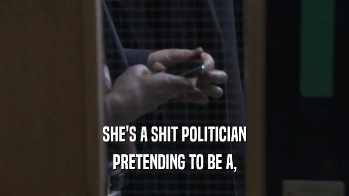 SHE'S A SHIT POLITICIAN PRETENDING TO BE A, 
