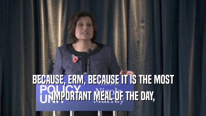 BECAUSE, ERM, BECAUSE IT IS THE MOST IMPORTANT MEAL OF THE DAY, 