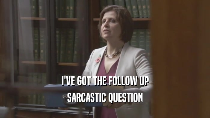 I'VE GOT THE FOLLOW UP SARCASTIC QUESTION 