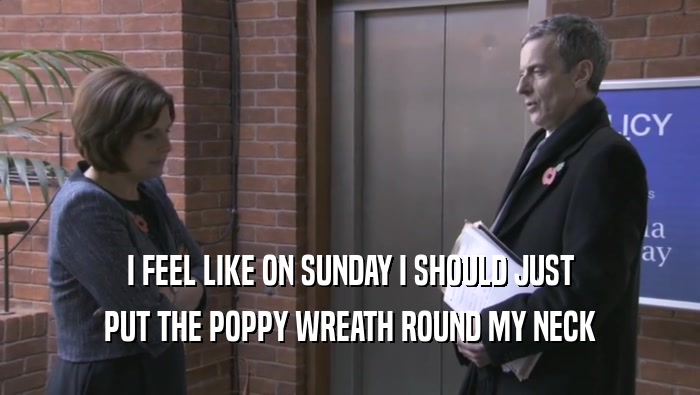 I FEEL LIKE ON SUNDAY I SHOULD JUST PUT THE POPPY WREATH ROUND MY NECK 