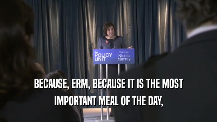 BECAUSE, ERM, BECAUSE IT IS THE MOST IMPORTANT MEAL OF THE DAY, 