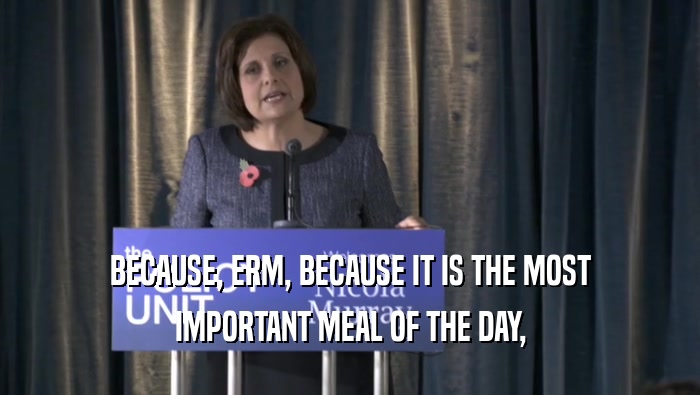 BECAUSE, ERM, BECAUSE IT IS THE MOST IMPORTANT MEAL OF THE DAY, 