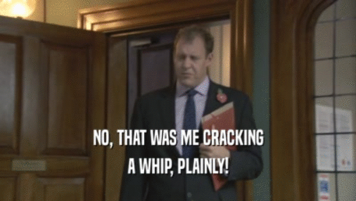 NO, THAT WAS ME CRACKING A WHIP, PLAINLY! 