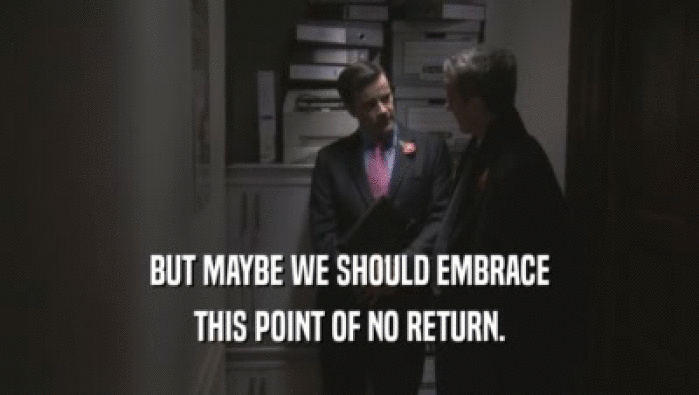 BUT MAYBE WE SHOULD EMBRACE THIS POINT OF NO RETURN. 