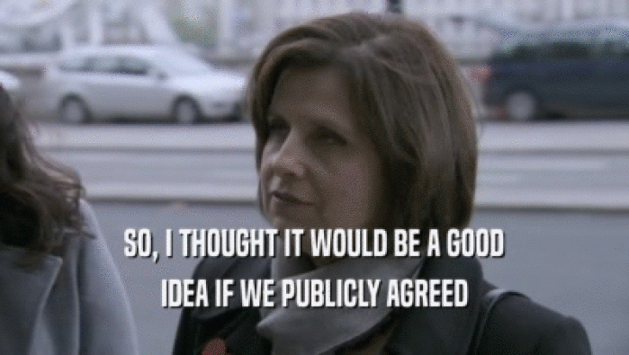 SO, I THOUGHT IT WOULD BE A GOOD IDEA IF WE PUBLICLY AGREED 