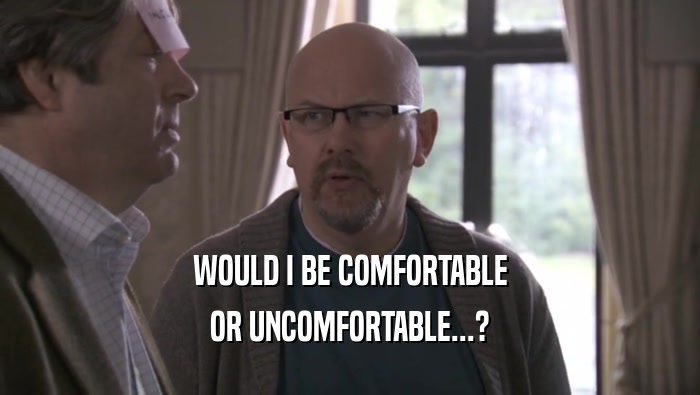 WOULD I BE COMFORTABLE OR UNCOMFORTABLE...? 