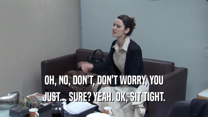 OH, NO, DON'T, DON'T WORRY, YOU JUST... SURE? YEAH. OK, SIT TIGHT. 