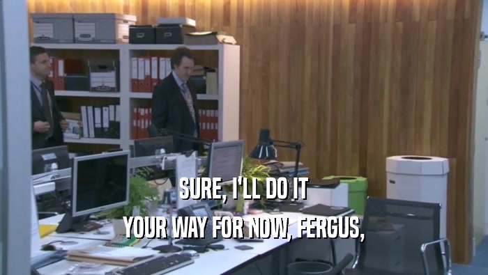 SURE, I'LL DO IT YOUR WAY FOR NOW, FERGUS, 