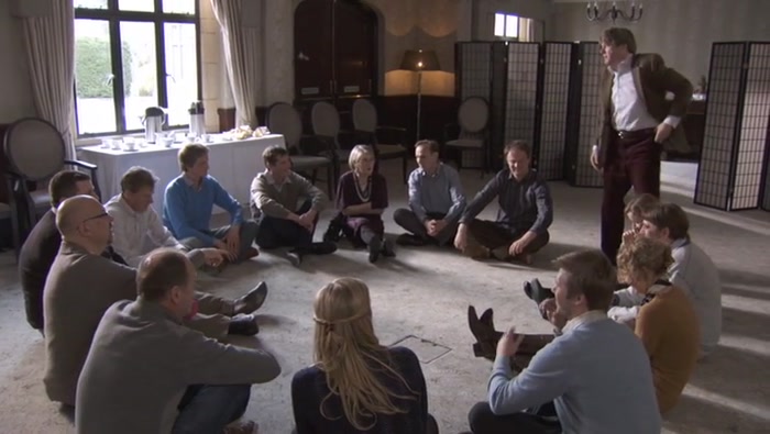 TRY AND STAY CROSS-LEGGED IF YOU CAN, PETER. DON'T BREAK THE CIRCLE. 