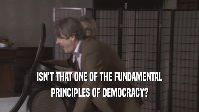 ISN'T THAT ONE OF THE FUNDAMENTAL PRINCIPLES OF DEMOCRACY? 