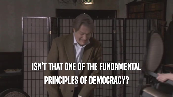 ISN'T THAT ONE OF THE FUNDAMENTAL PRINCIPLES OF DEMOCRACY? 