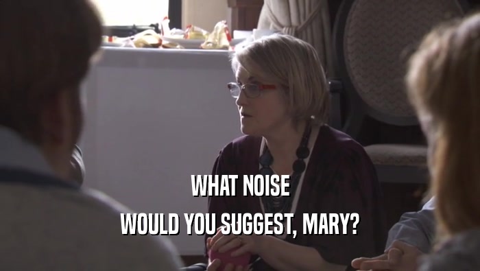 WHAT NOISE
 WOULD YOU SUGGEST, MARY?
 