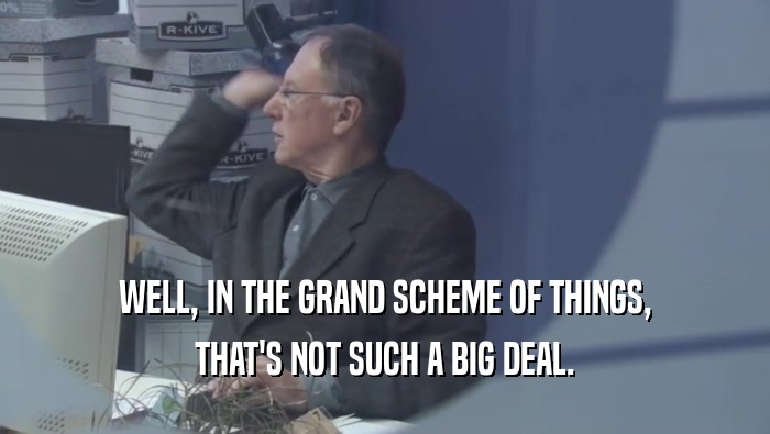 WELL, IN THE GRAND SCHEME OF THINGS, THAT'S NOT SUCH A BIG DEAL. 