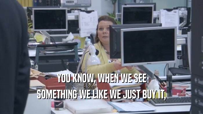 YOU KNOW, WHEN WE SEE SOMETHING WE LIKE WE JUST BUY IT, 
