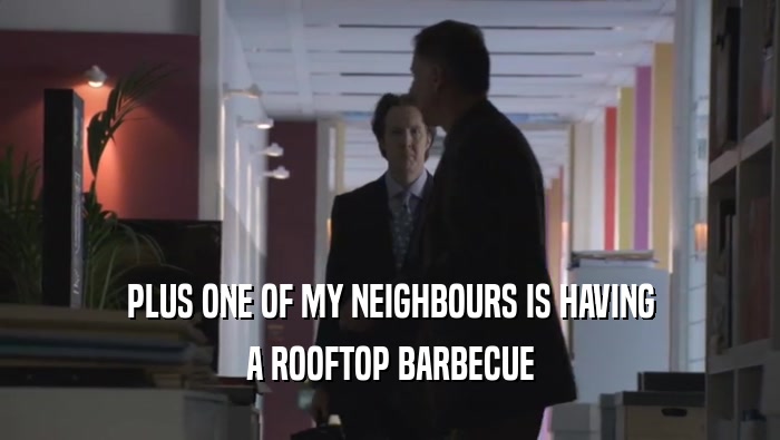 PLUS ONE OF MY NEIGHBOURS IS HAVING A ROOFTOP BARBECUE 