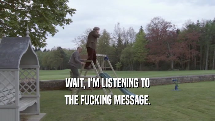 WAIT, I'M LISTENING TO THE FUCKING MESSAGE. 