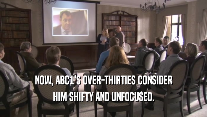 NOW, ABC1'S OVER-THIRTIES CONSIDER HIM SHIFTY AND UNFOCUSED. 