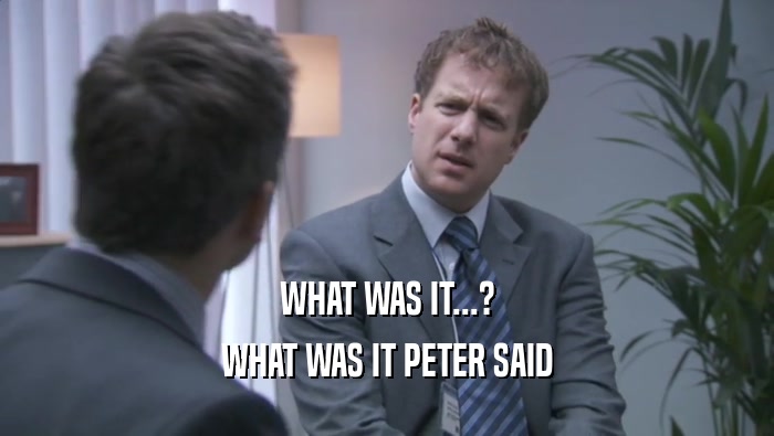WHAT WAS IT...?
 WHAT WAS IT PETER SAID
 WHAT WAS IT PETER SAID
