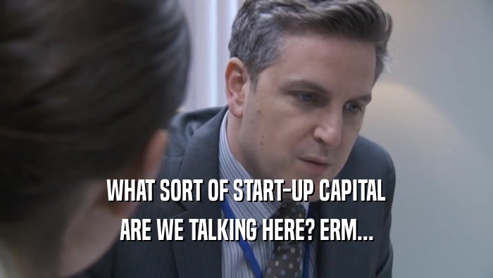 WHAT SORT OF START-UP CAPITAL ARE WE TALKING HERE? ERM... 