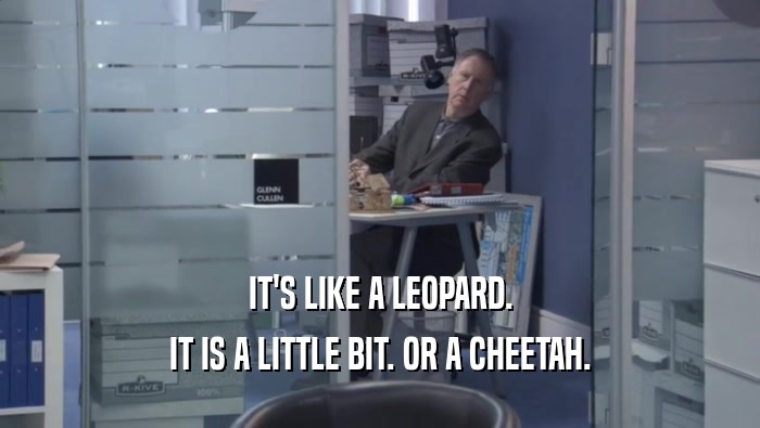 IT'S LIKE A LEOPARD. IT IS A LITTLE BIT. OR A CHEETAH. 