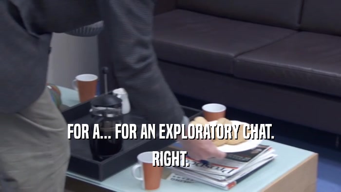 FOR A... FOR AN EXPLORATORY CHAT. RIGHT. 