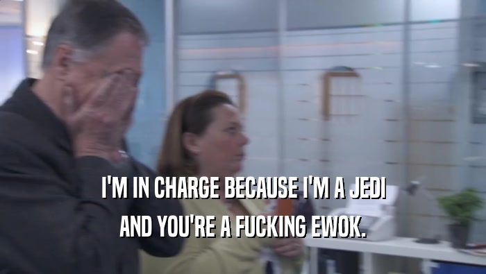 I'M IN CHARGE BECAUSE I'M A JEDI AND YOU'RE A FUCKING EWOK. 