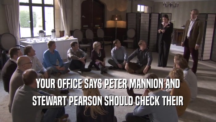 YOUR OFFICE SAYS PETER MANNION AND STEWART PEARSON SHOULD CHECK THEIR STEWART PEARSON SHOULD CHECK THEIR
