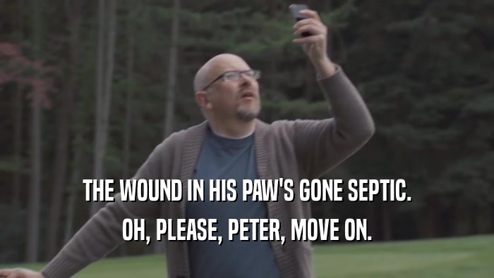 THE WOUND IN HIS PAW'S GONE SEPTIC. OH, PLEASE, PETER, MOVE ON. 