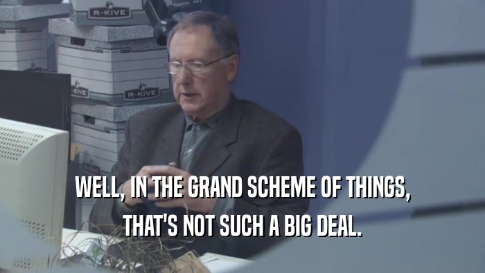 WELL, IN THE GRAND SCHEME OF THINGS, THAT'S NOT SUCH A BIG DEAL. 