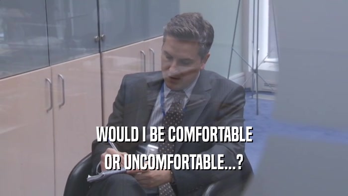 WOULD I BE COMFORTABLE OR UNCOMFORTABLE...? 