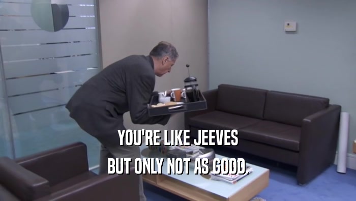 YOU'RE LIKE JEEVES BUT ONLY NOT AS GOOD. 