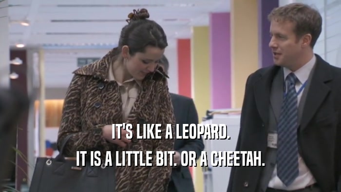 IT'S LIKE A LEOPARD. IT IS A LITTLE BIT. OR A CHEETAH. 