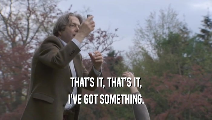 THAT'S IT, THAT'S IT, I'VE GOT SOMETHING. 