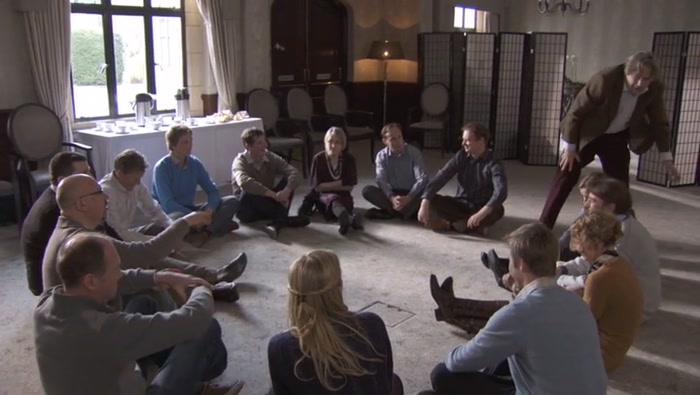 TRY AND STAY CROSS-LEGGED IF YOU CAN, PETER. DON'T BREAK THE CIRCLE. 