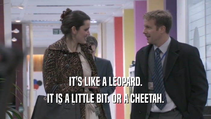 IT'S LIKE A LEOPARD. IT IS A LITTLE BIT. OR A CHEETAH. 