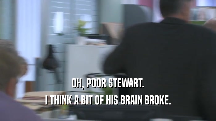 OH, POOR STEWART. I THINK A BIT OF HIS BRAIN BROKE. 