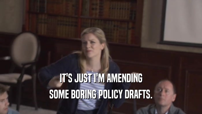 IT'S JUST I'M AMENDING SOME BORING POLICY DRAFTS. 