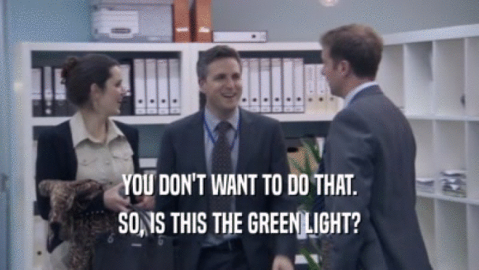 YOU DON'T WANT TO DO THAT. SO, IS THIS THE GREEN LIGHT? 