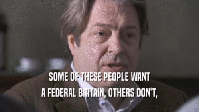 SOME OF THESE PEOPLE WANT A FEDERAL BRITAIN, OTHERS DON'T, 