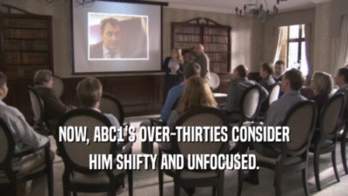 NOW, ABC1'S OVER-THIRTIES CONSIDER HIM SHIFTY AND UNFOCUSED. 