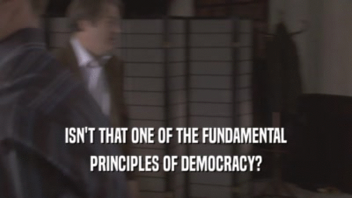 ISN'T THAT ONE OF THE FUNDAMENTAL
 PRINCIPLES OF DEMOCRACY?
 