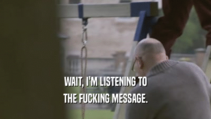 WAIT, I'M LISTENING TO THE FUCKING MESSAGE. 