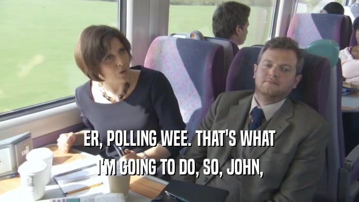 ER, POLLING WEE. THAT'S WHAT I'M GOING TO DO, SO, JOHN, 