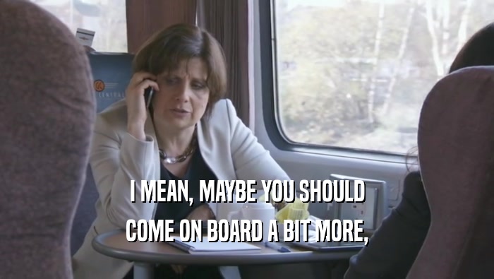 I MEAN, MAYBE YOU SHOULD COME ON BOARD A BIT MORE, 