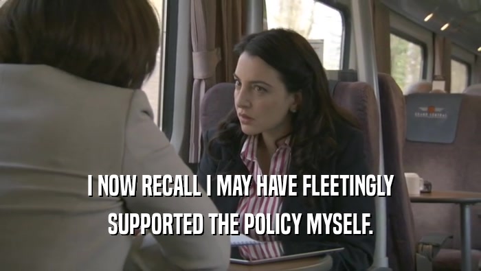 I NOW RECALL I MAY HAVE FLEETINGLY SUPPORTED THE POLICY MYSELF. 