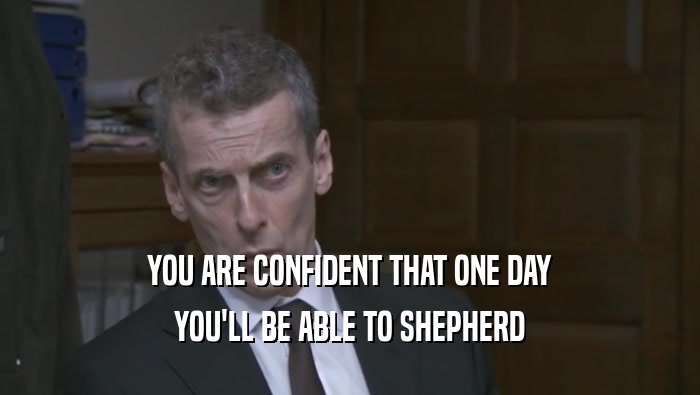 YOU ARE CONFIDENT THAT ONE DAY YOU'LL BE ABLE TO SHEPHERD YOU'LL BE ABLE TO SHEPHERD