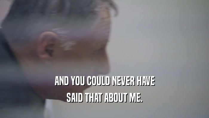 AND YOU COULD NEVER HAVE SAID THAT ABOUT ME. 